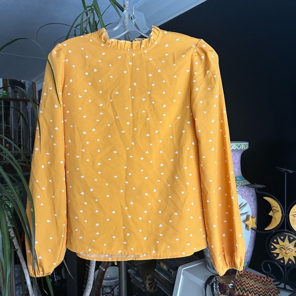 SHEIN Yellow Heart Print Blouse Size XS - Picture 10 of 14